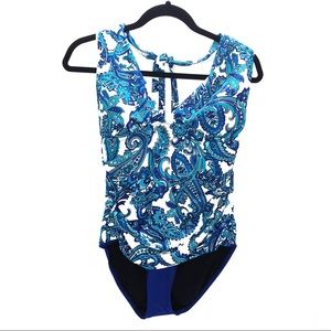 NWOT Chaps Halter One Piece Swimsuit Tummy Slimmer